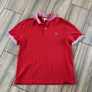 Lacoste Classic Fit Red Polo Shirt Men's US Large Short Sleeve Pique